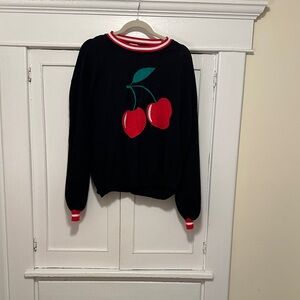 Cherry Motif Black Sweater
